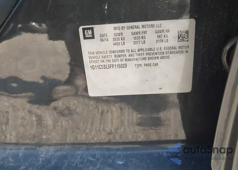 2015 Chevrolet Malibu 1Lt z USA, uszkodzony, nr VIN 1G11C5SL5FF116020